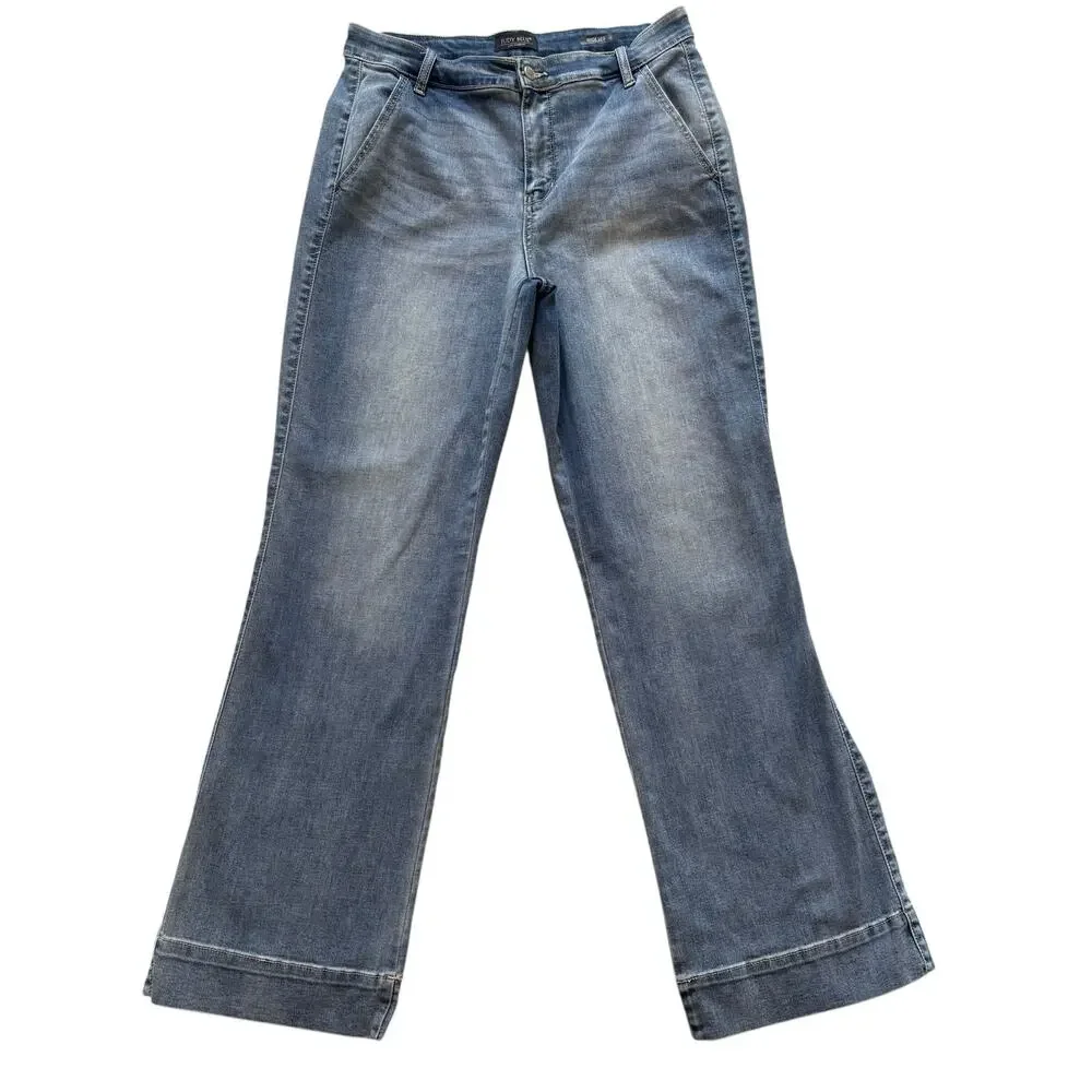 Judy Blue Jeans Sz 15/32 Med Wash Blue Denim Wide Leg Baggy Faded Skater Casual - Picture 3 of 10